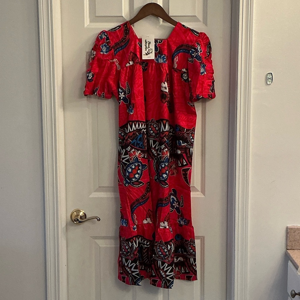 Vibrant Red Patterned Dress